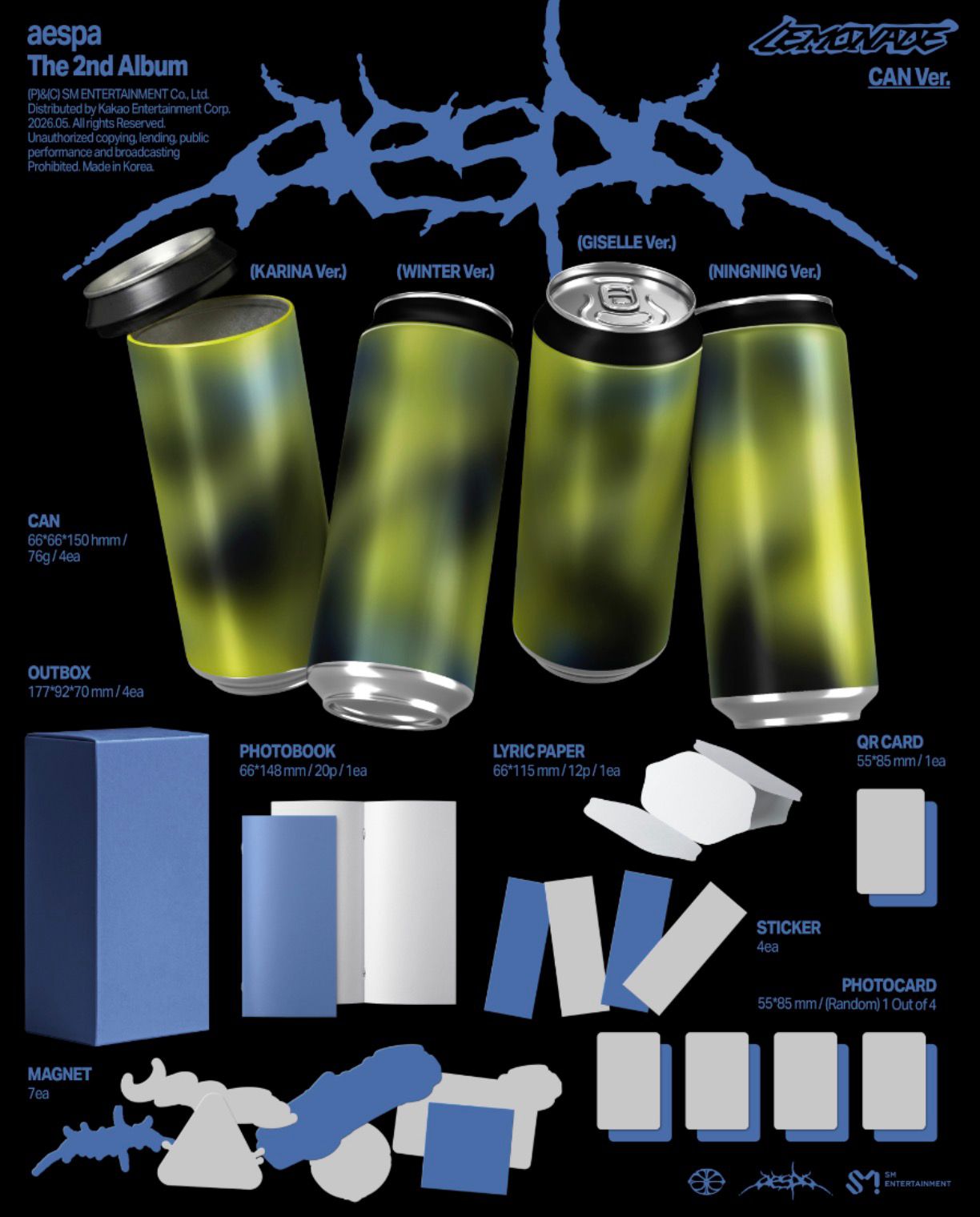 PREORDER aespa – 2nd Album [LEMONADE] (CAN Ver.) (Smart Album)
