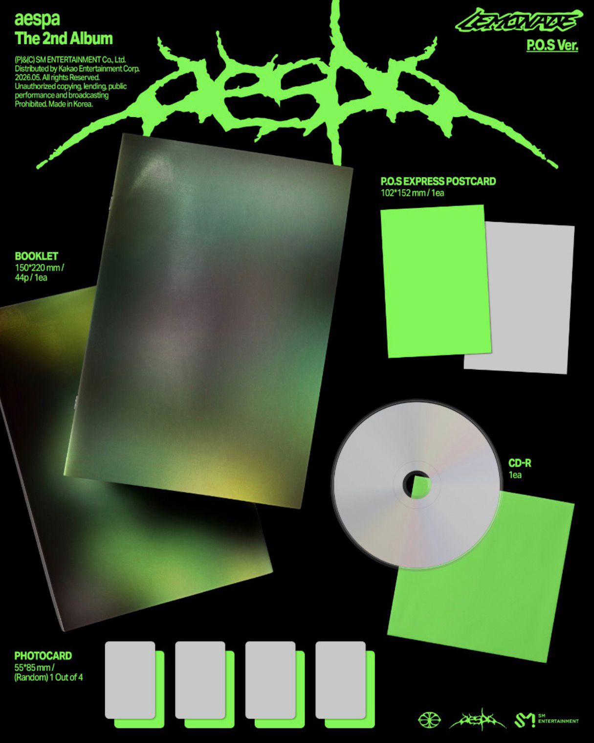 PREORDER aespa – 2nd Album [LEMONADE] (P.O.S Ver.)