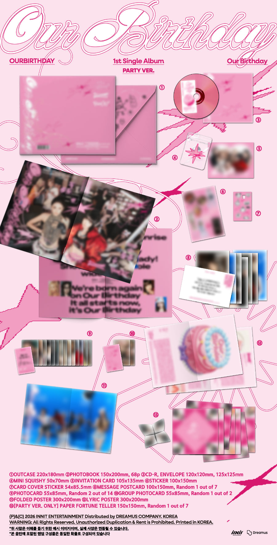 PRE ORDER 아워벌스데이(OURBIRTHDAY) 1st Single Album 'Our Birthday' With Music Korea POB