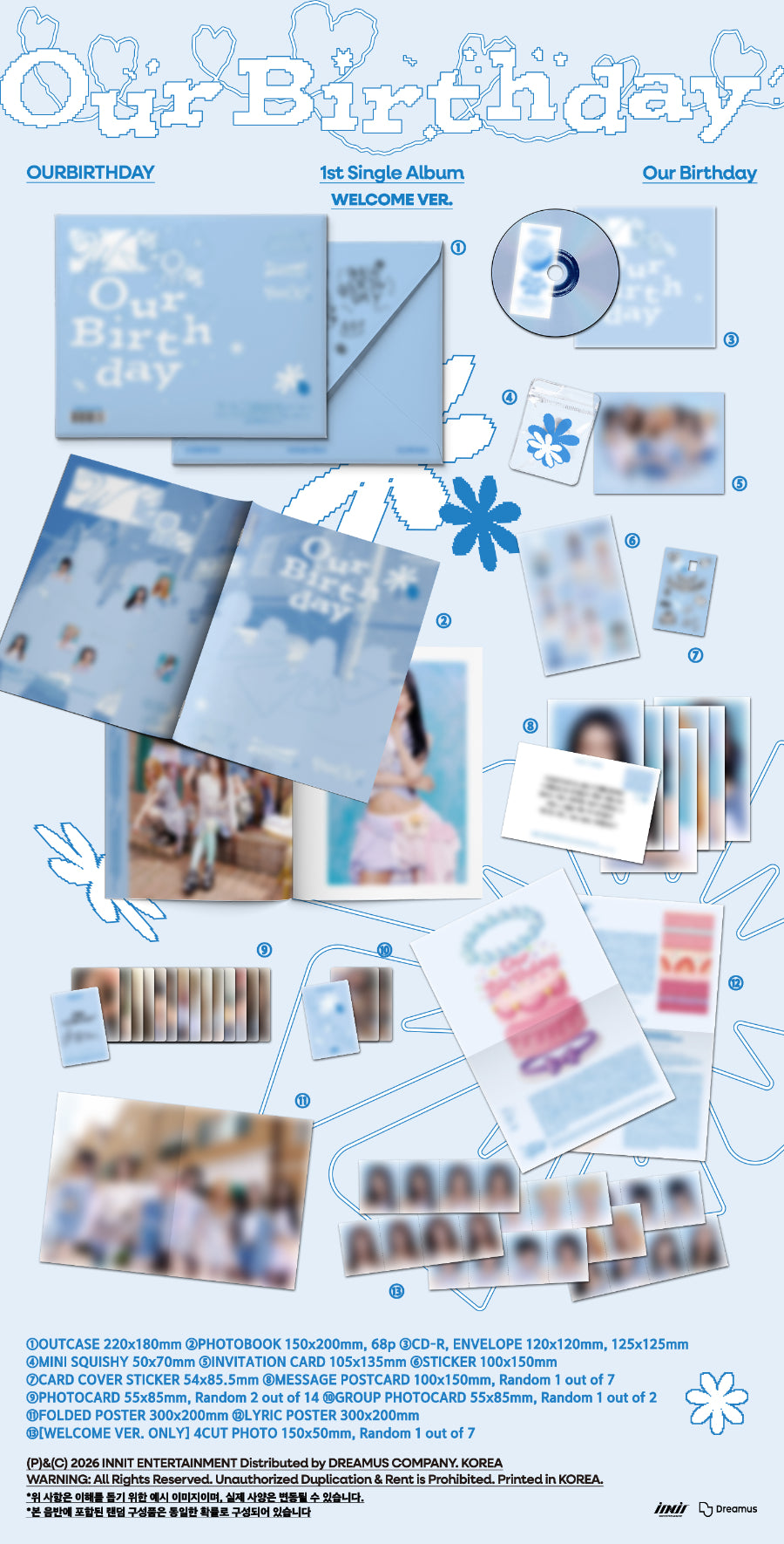 PRE ORDER 아워벌스데이(OURBIRTHDAY) 1st Single Album 'Our Birthday' With Music Korea POB