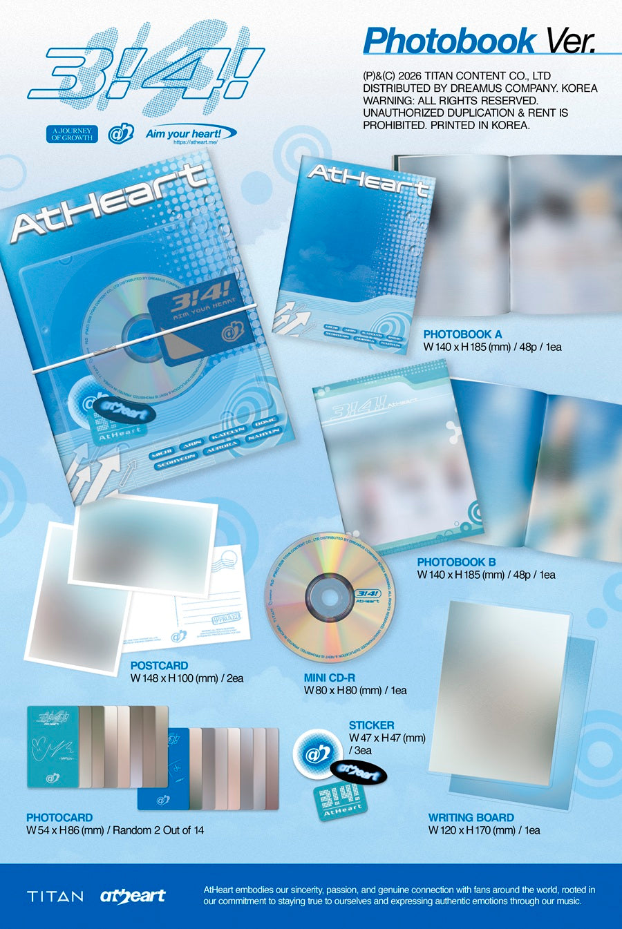 PREORDER 앳하트(AtHeart) - 3!4! [Photobook Ver.] with Music Korea POB
