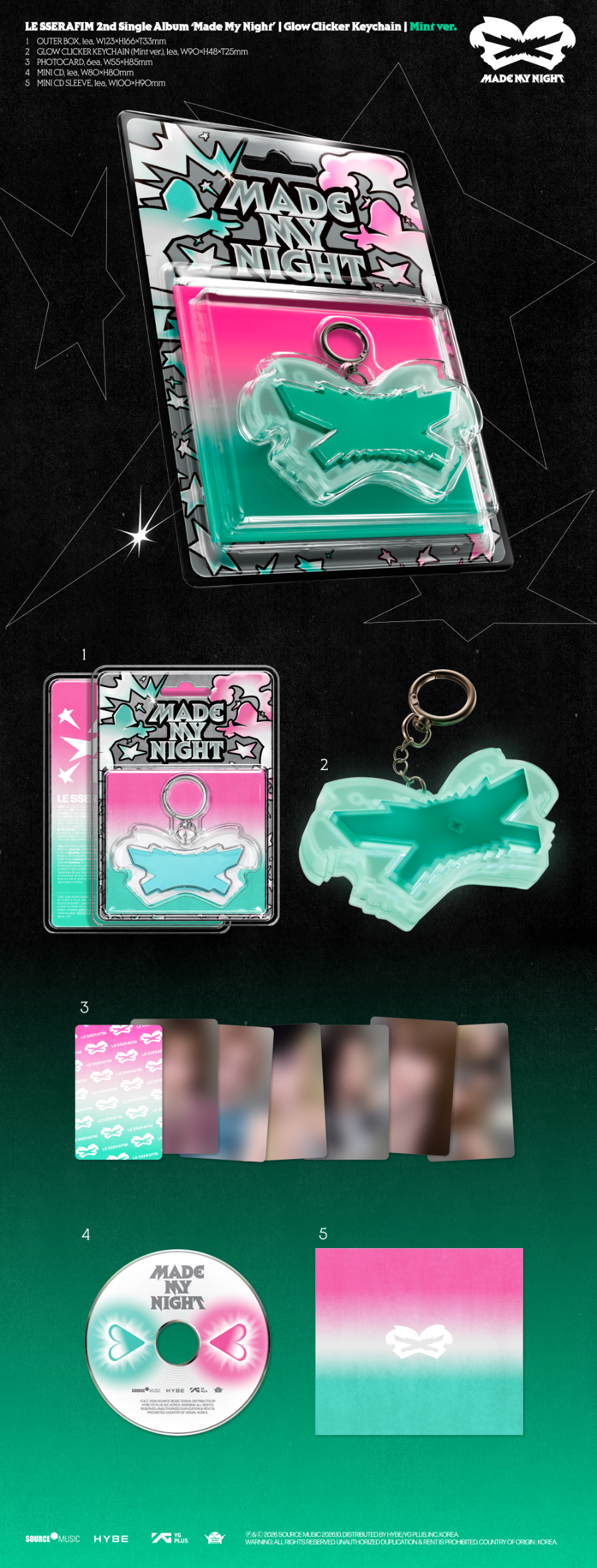 [PRE-ORDER]르세라핌(LE SSERAFIM) - Made My Night [Glow Clicker Keychain]