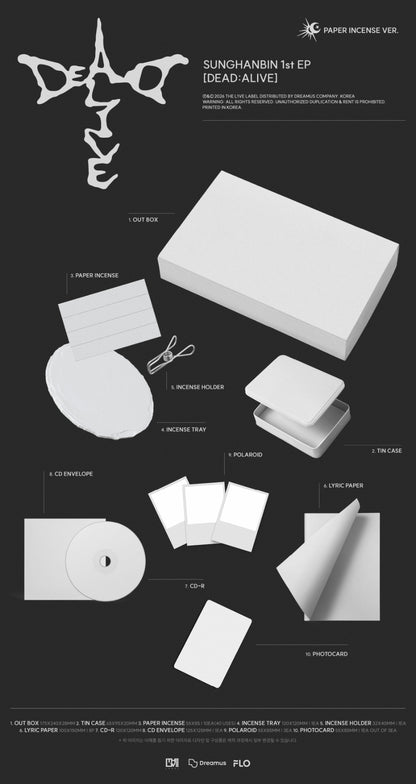 [PRE-ORDER] 성한빈(SUNGHANBIN of ZEROBASEONE) - DEAD:ALIVE [Paper Incense Ver.]